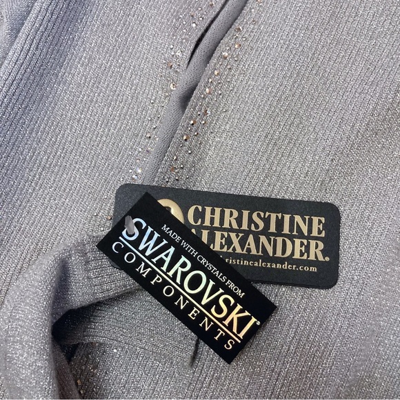 Christine Alexander Metallic Silver Swarovski Sweater Cardigan Tank Set Med NWT! - Picture 10 of 10